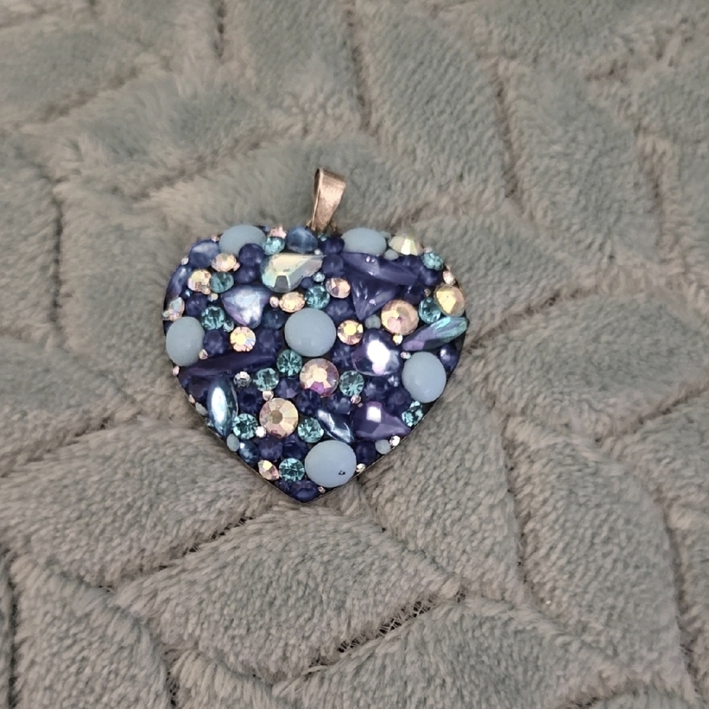 Heart-Shaped Blue and Silver Pendant